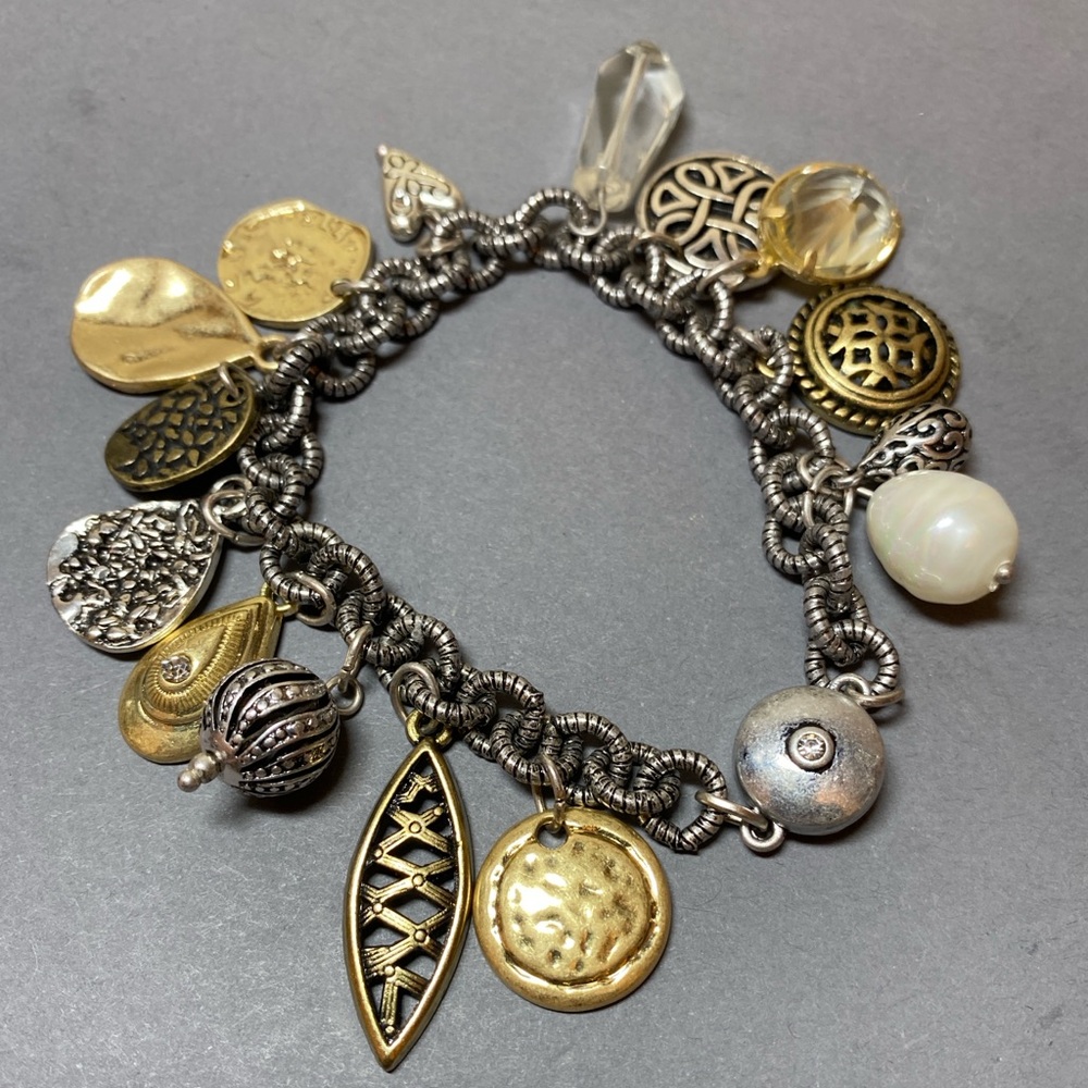 Chicos medallion charm mixed metal bracelet
